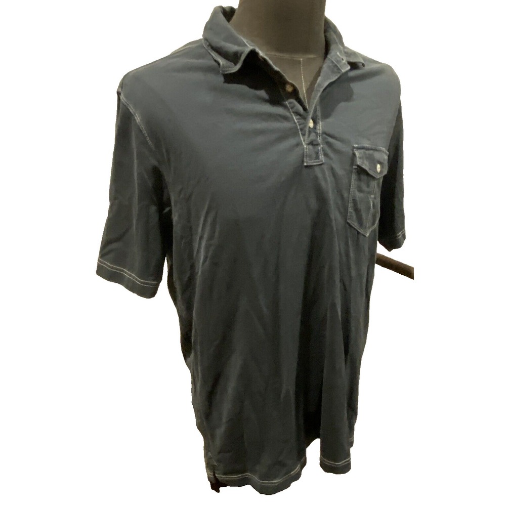 Tommy Bahama Jeans Polo Shirt Dark Blue with Pocket Large